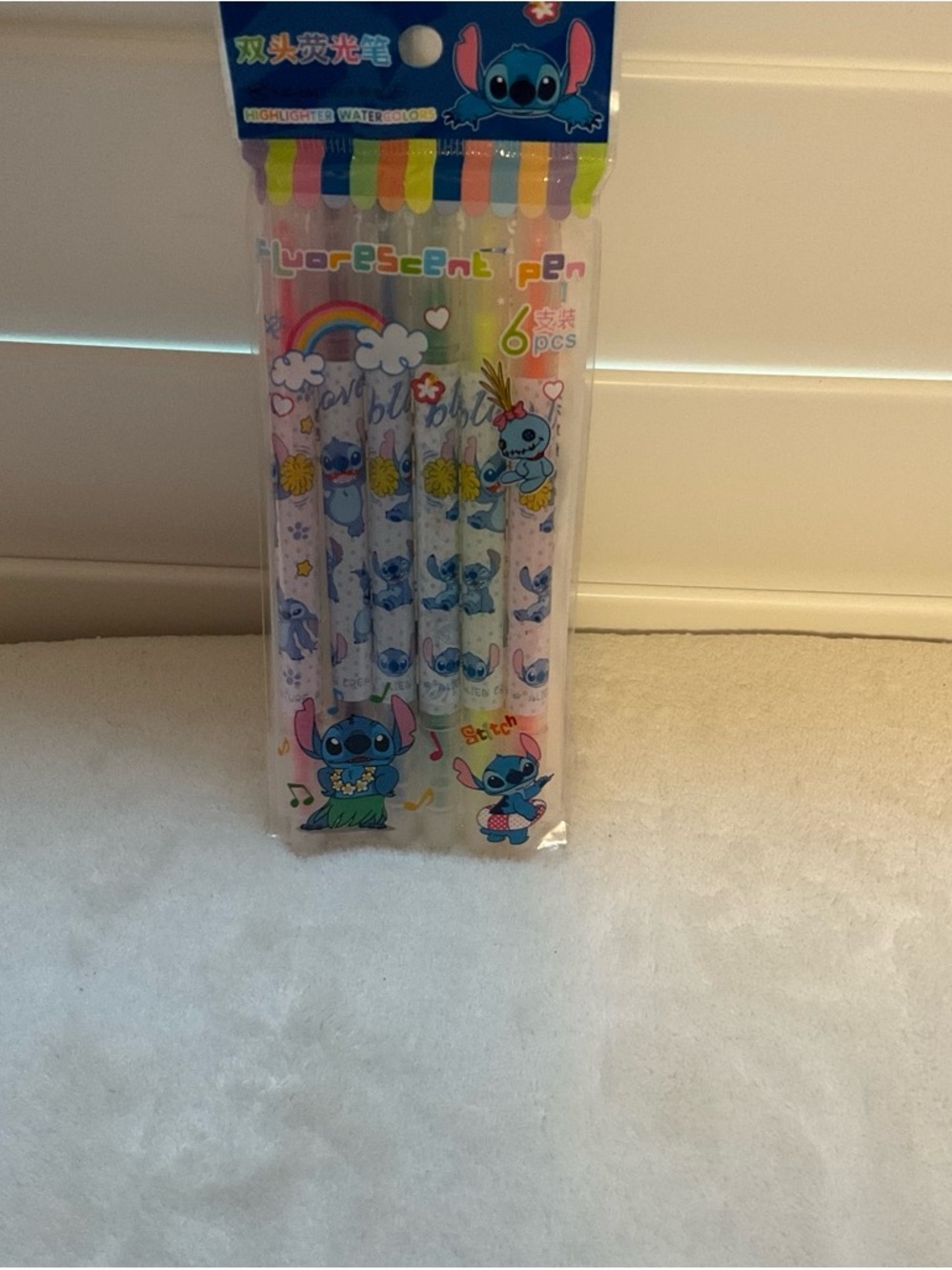 Stitch's Fluorescent Pen Set – Blue, Pink, Yellow, Green, Orange, Purple